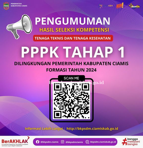 PENGUMUMAN HASIL SELEKSI KOMPETENSI PPPK CIAMIS 2024 TAHAP 1